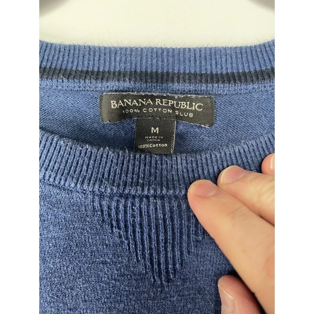 Banana Republic Long Sleeve Crewneck‎ 100% Cotton Slub Sweater Blue Men's Medium